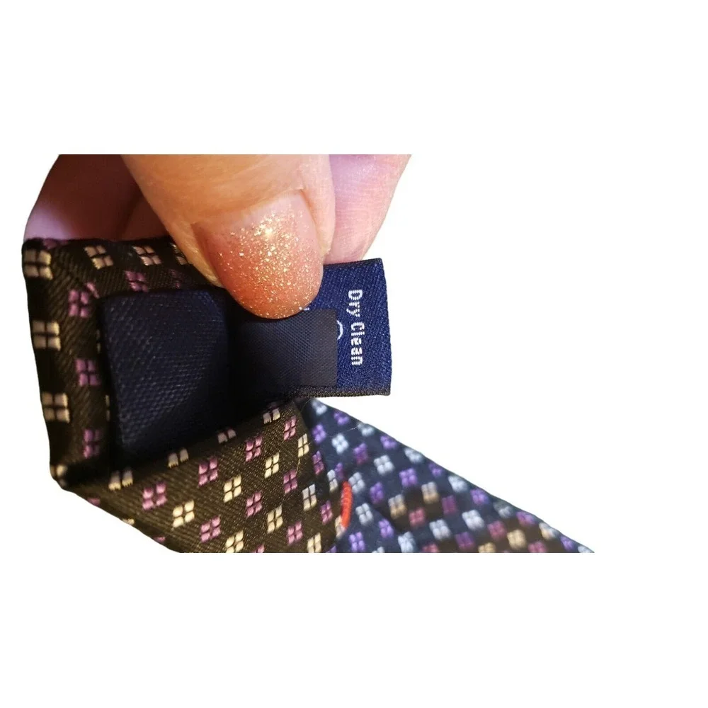 Chaps Boy Suit Neck Tie Black Purple Geometric‎ Clip On Holiday Church Designer